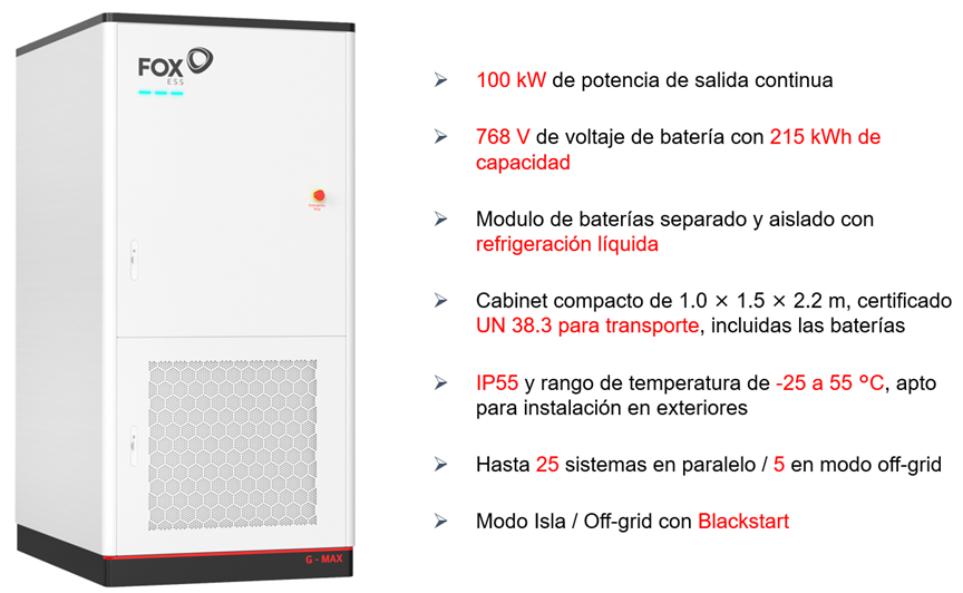 Batería G-Max de Fox ESS características